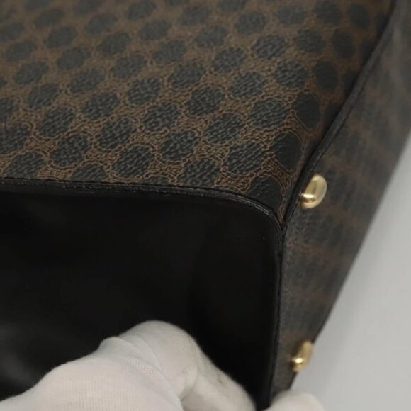 CELINE Macadam Canvas Hand Bag PVC Leather Brown Gold Auth - Picture 10 of 15
